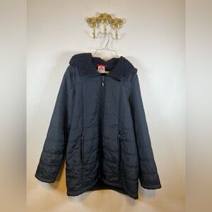 Gerry Weber Black Quilted Puffer/Raincoat  Jacket. Sherpa Lined. Size S